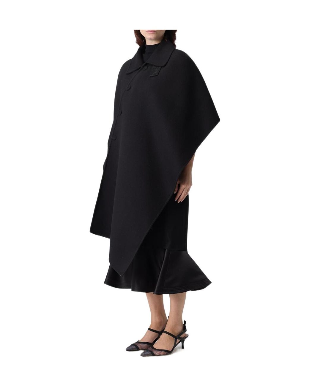 Fendi Black Enveloping Short Cloak