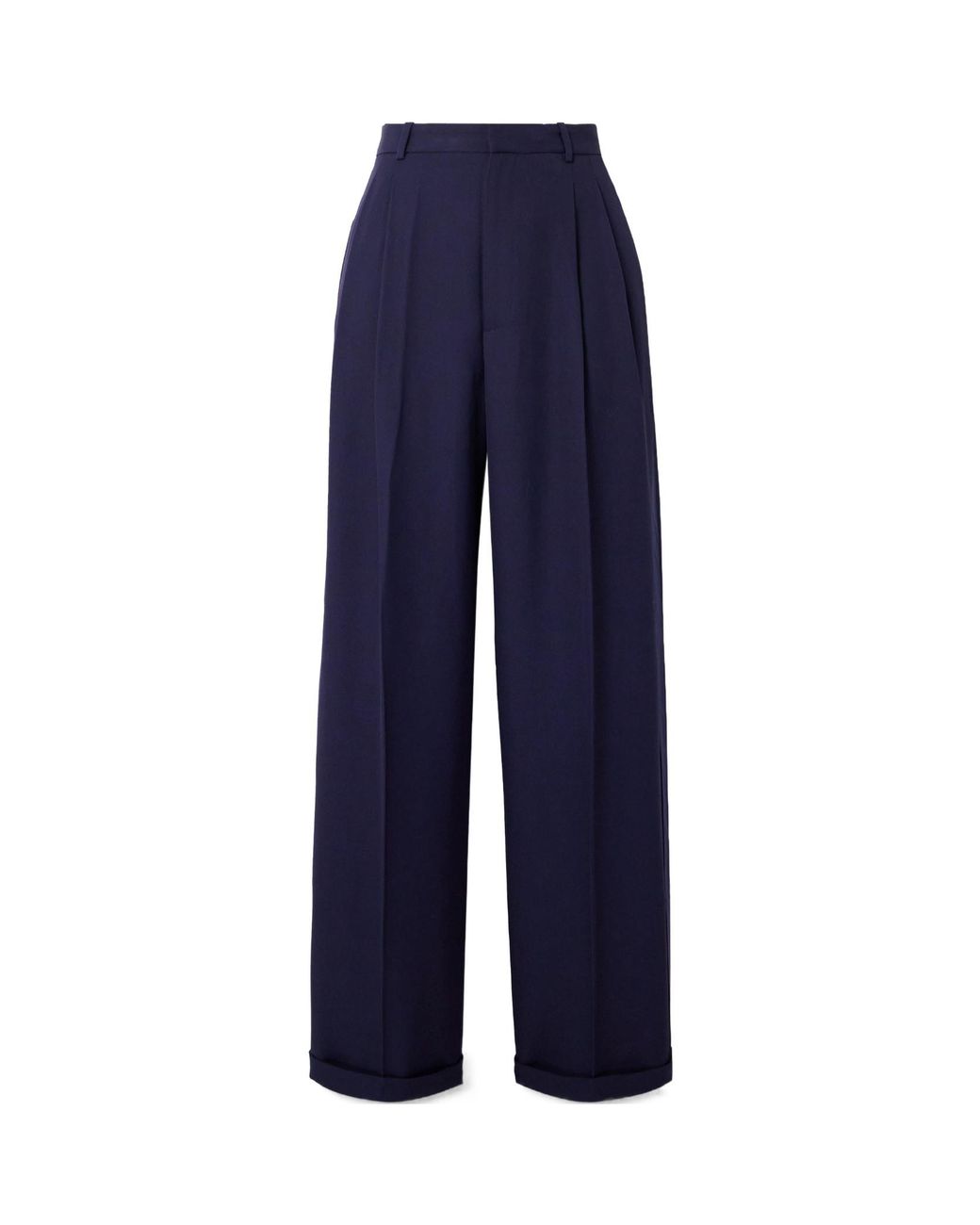 Polo Ralph Lauren Blue Wool Wide-Leg Trousers