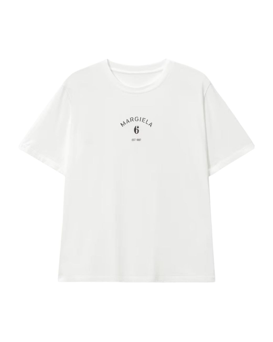 MM6 by Maison Margiela White Logo Printed Crewneck T-Shirt for men