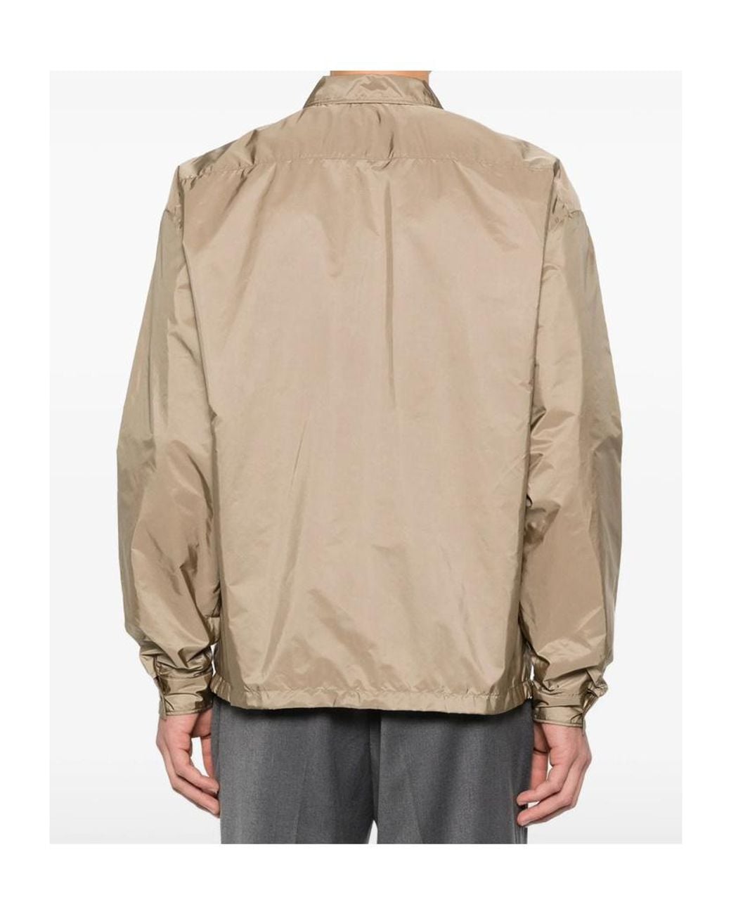 Prada Natural Logo Plaque Zip-Up Jacket for men