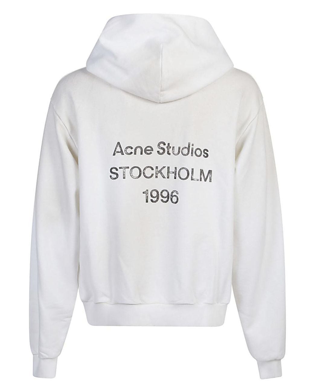 Acne White Logo Printed Long-Sleeved Hoodie for men