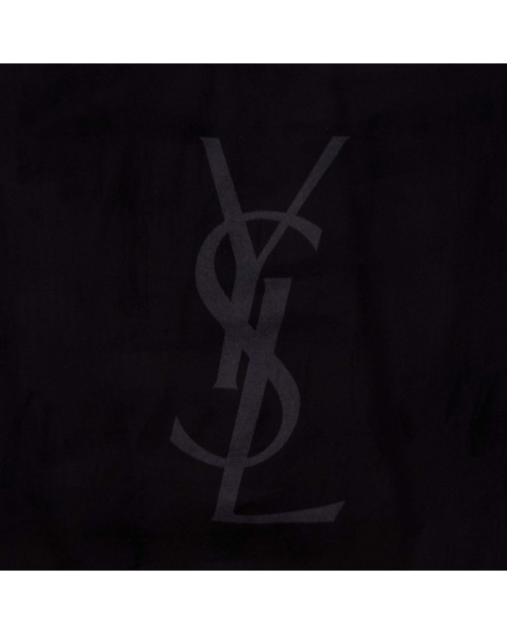 Saint Laurent Black Logo Printed Scarf