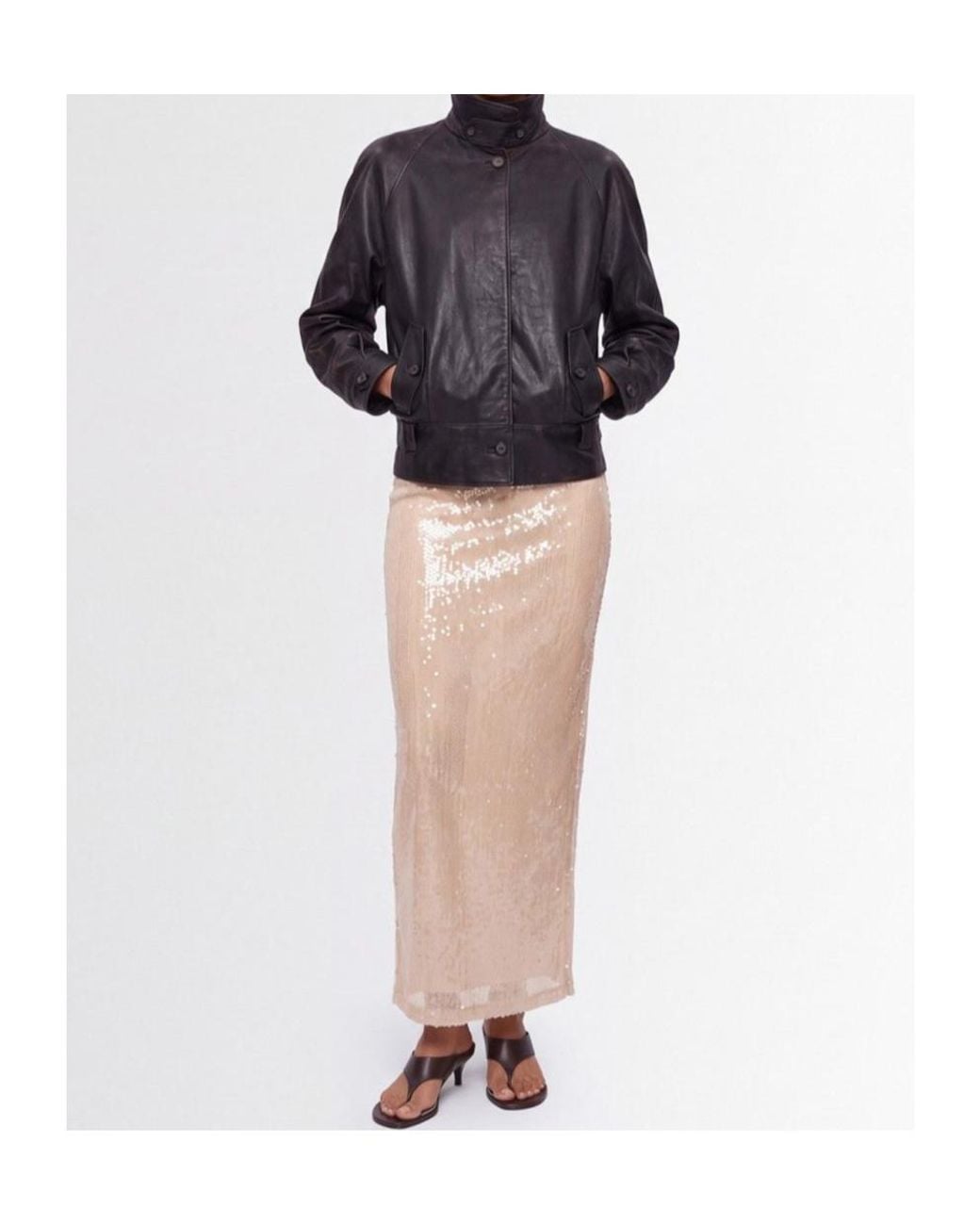 GIUSEPPE DI MORABITO Natural Sequin-Embellished Skirt