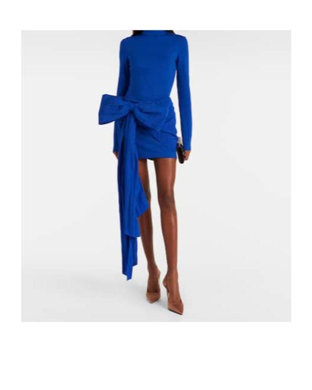 David Koma Blue Bow-Detail Jersey Minidress