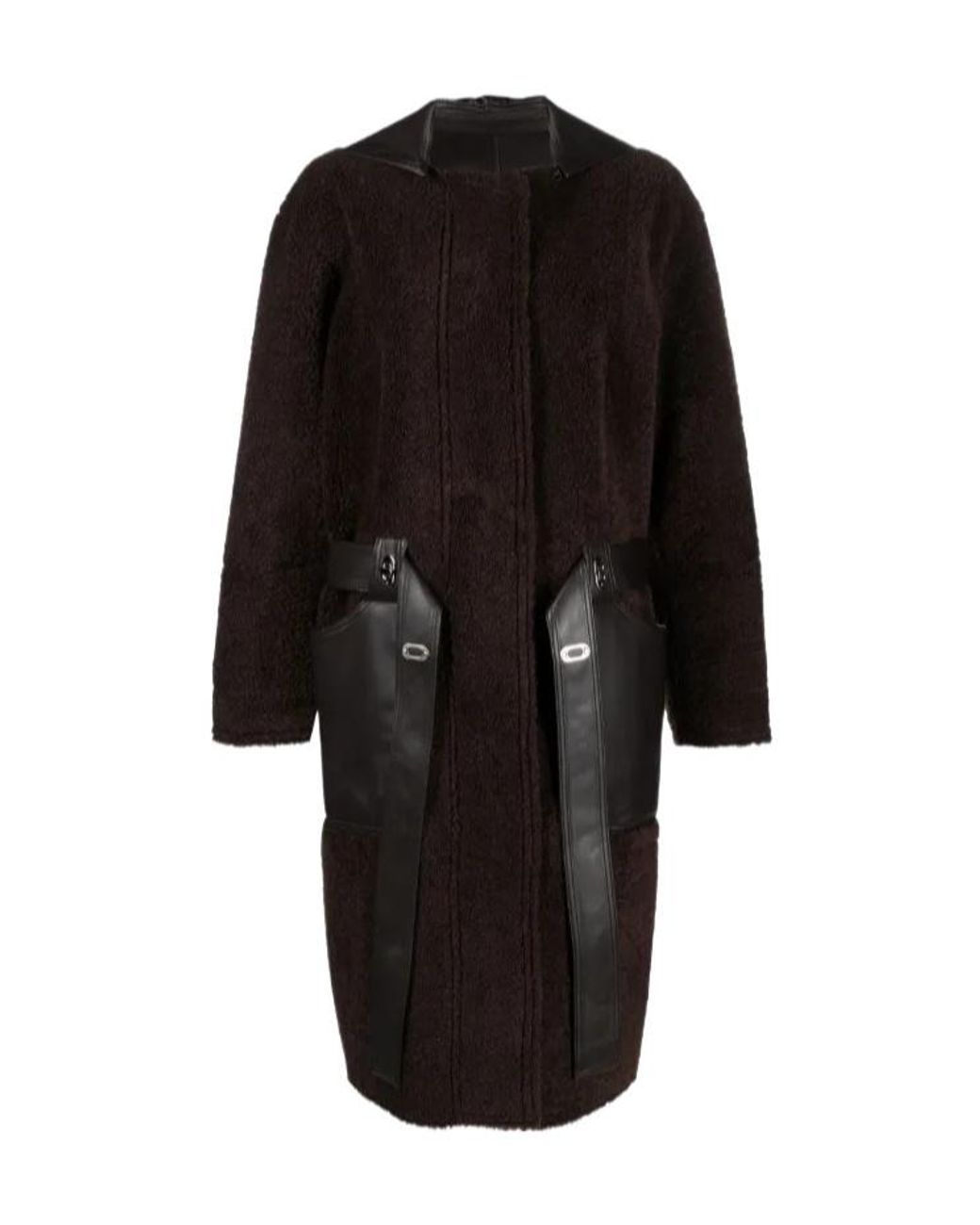 Low Classic Black Faux-Leather Zip-Up Coat