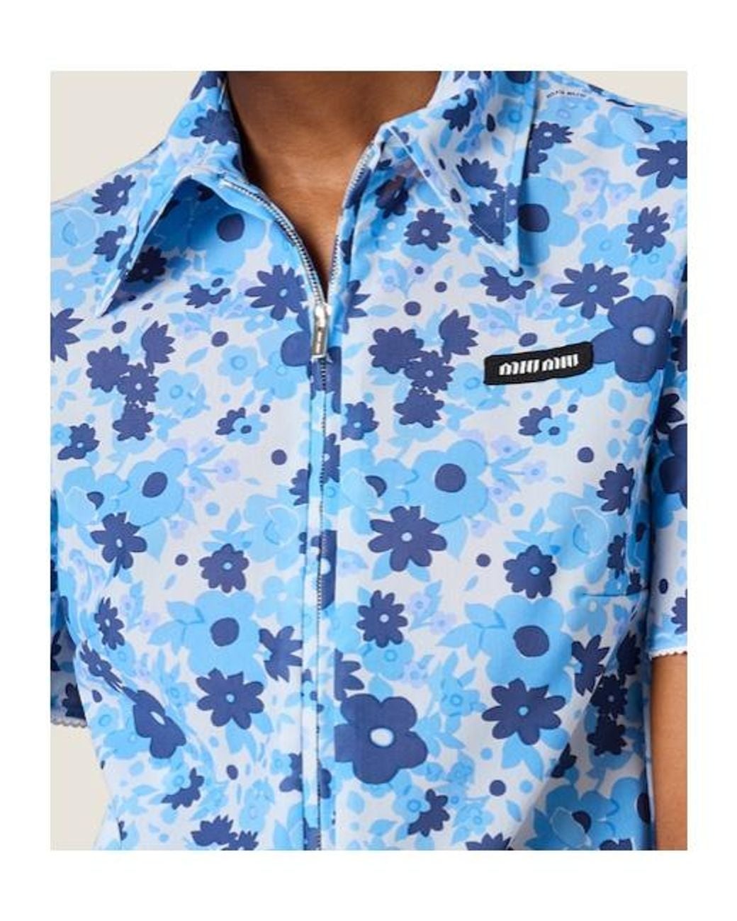 Miu Miu Blue Stretch Fabric Shirt