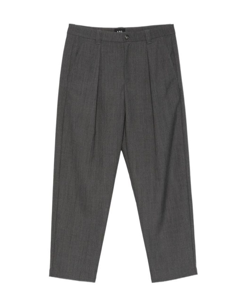 A.P.C. Gray Pleated Straight-Leg Trousers for men
