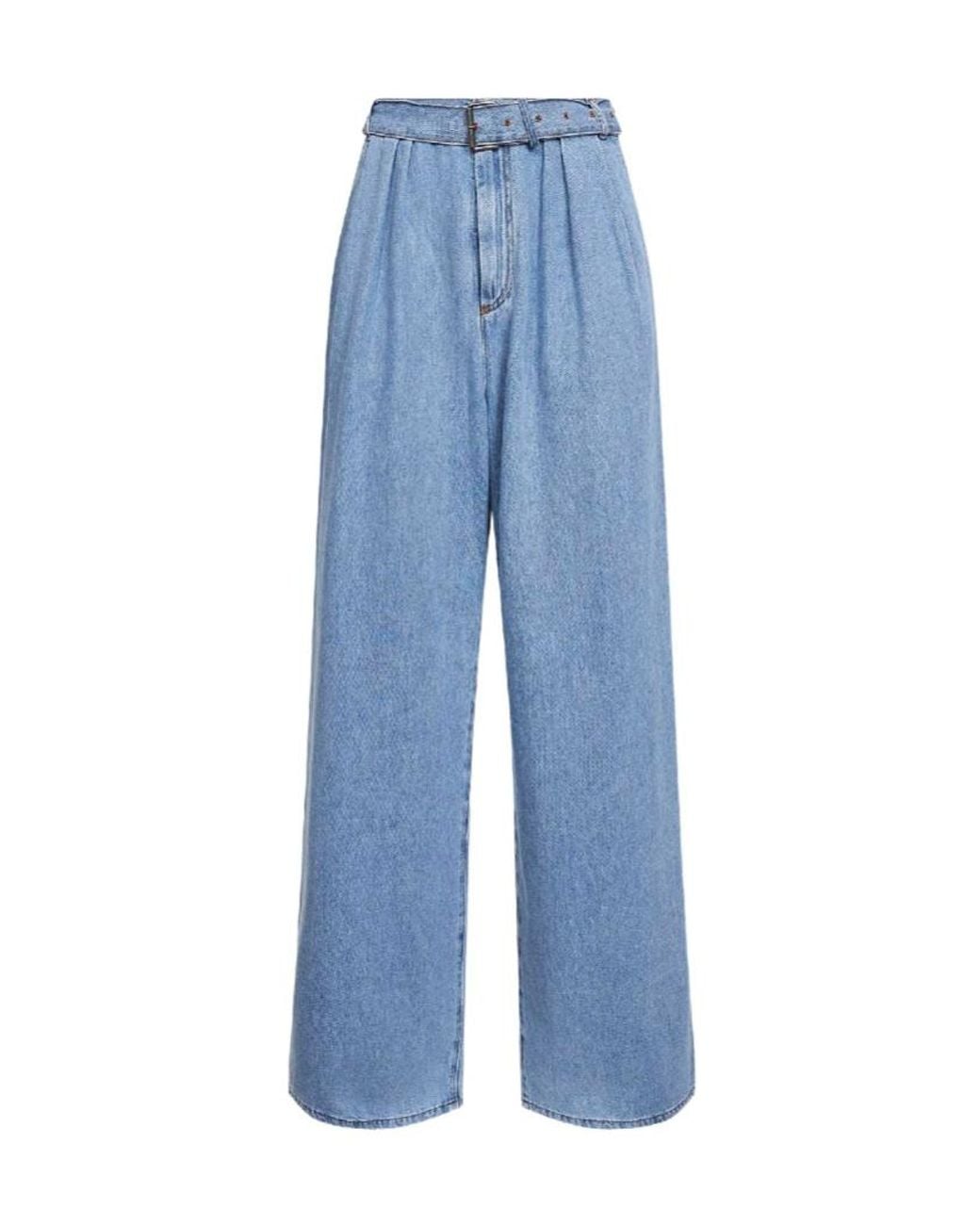 Dries Van Noten Blue Pleated Wide-Leg Jeans for men