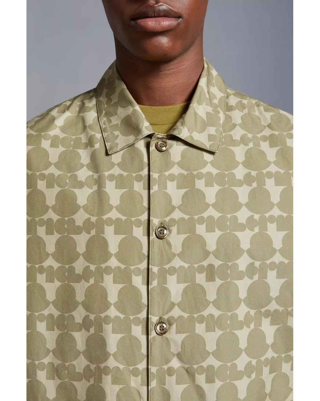 Moncler Natural Logo Print Cotton Shirt for men