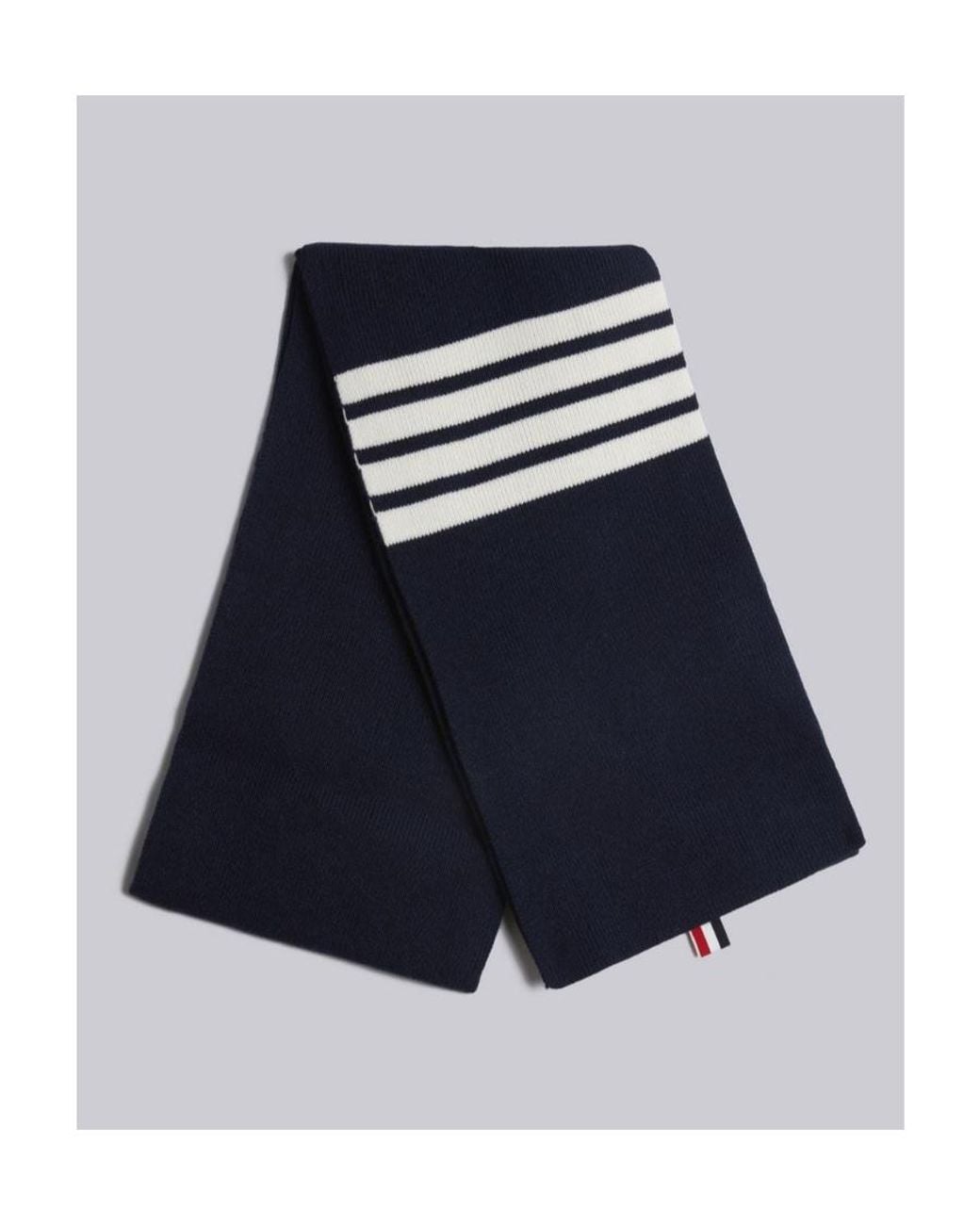 Thom Browne Blue 4-Bar Knitted Scarf for men