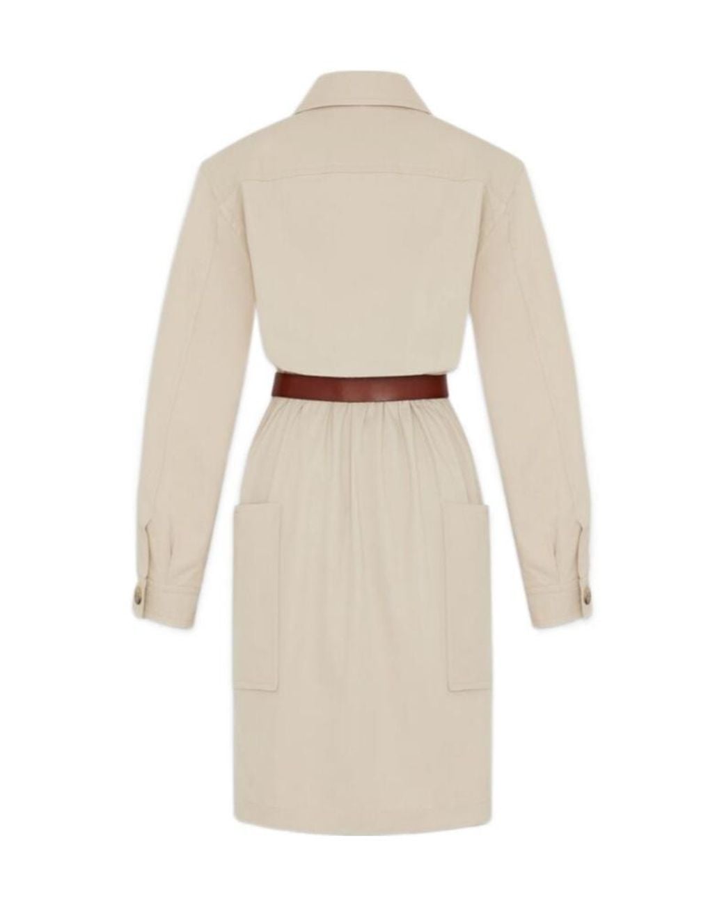 Saint Laurent Natural Saharienne Belted Dress