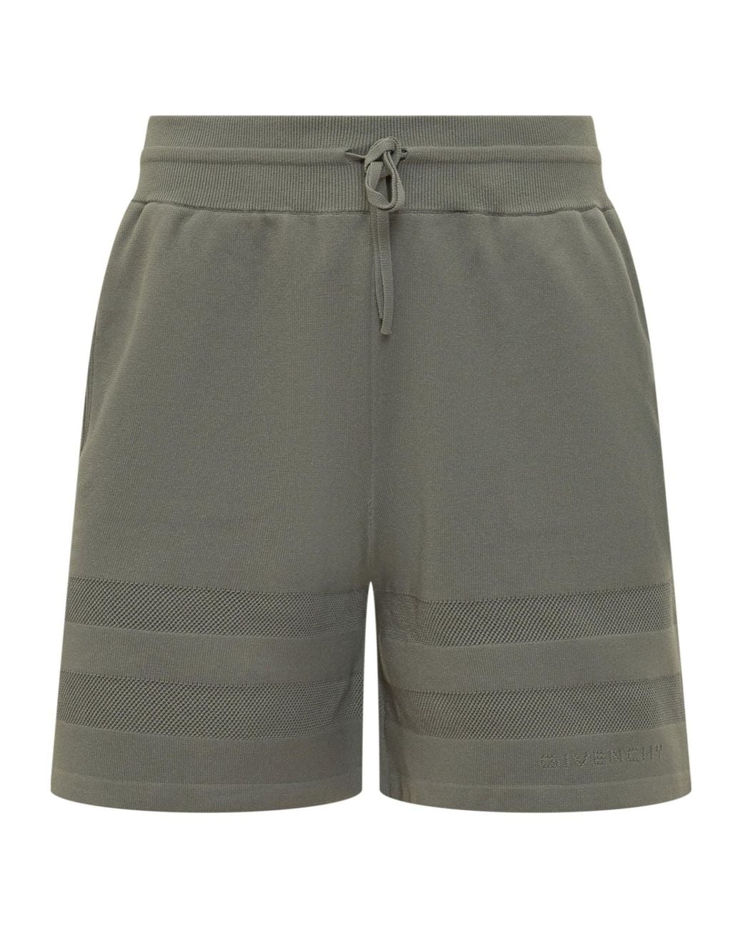 Givenchy Gray Textured Stripe Knit Shorts for men