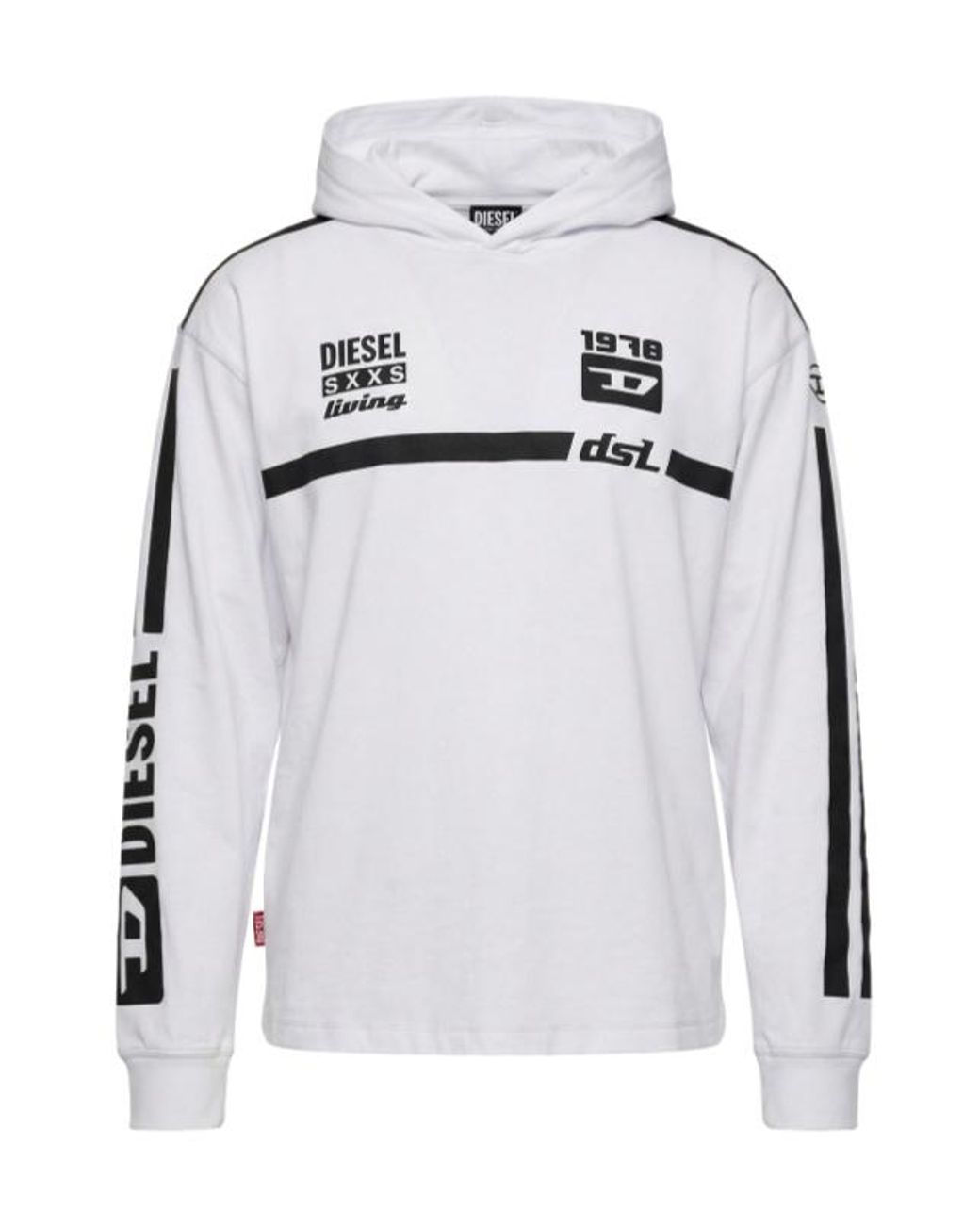 DIESEL White T Boxt Logo Hoodies for men