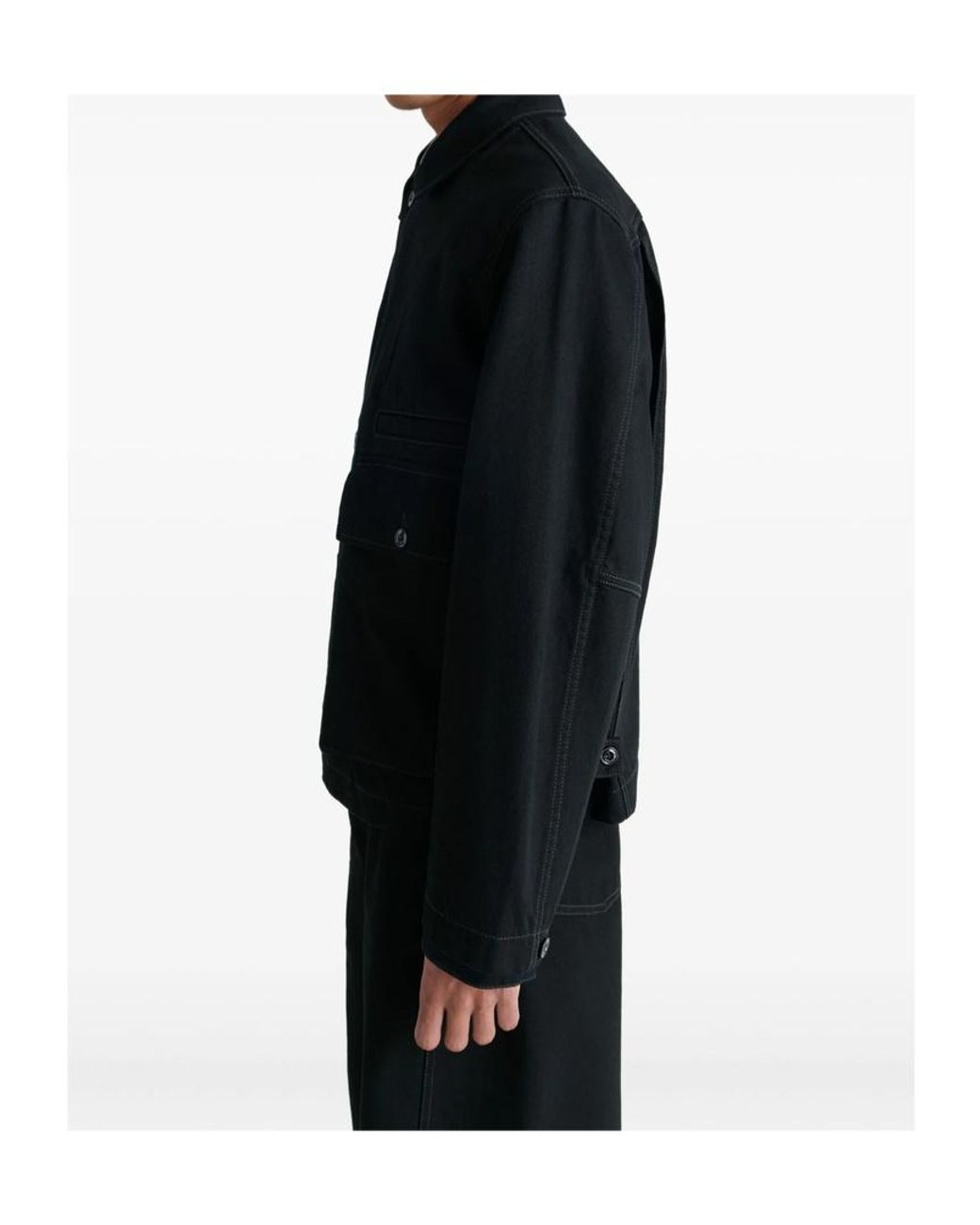 Lemaire Black Boxy Single Breasted Denim Jacket for men