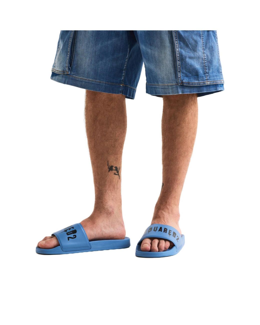 DSquared² Blue Minimalist Spraypainted Slippers for men