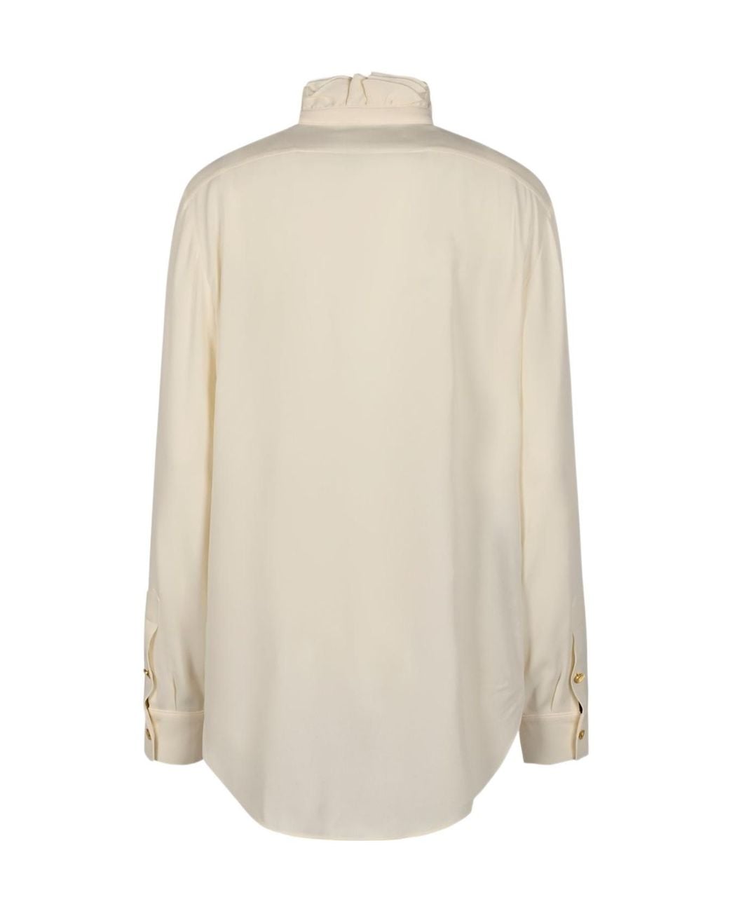 Alberta Ferretti White Ruffled Collar Button Shirt