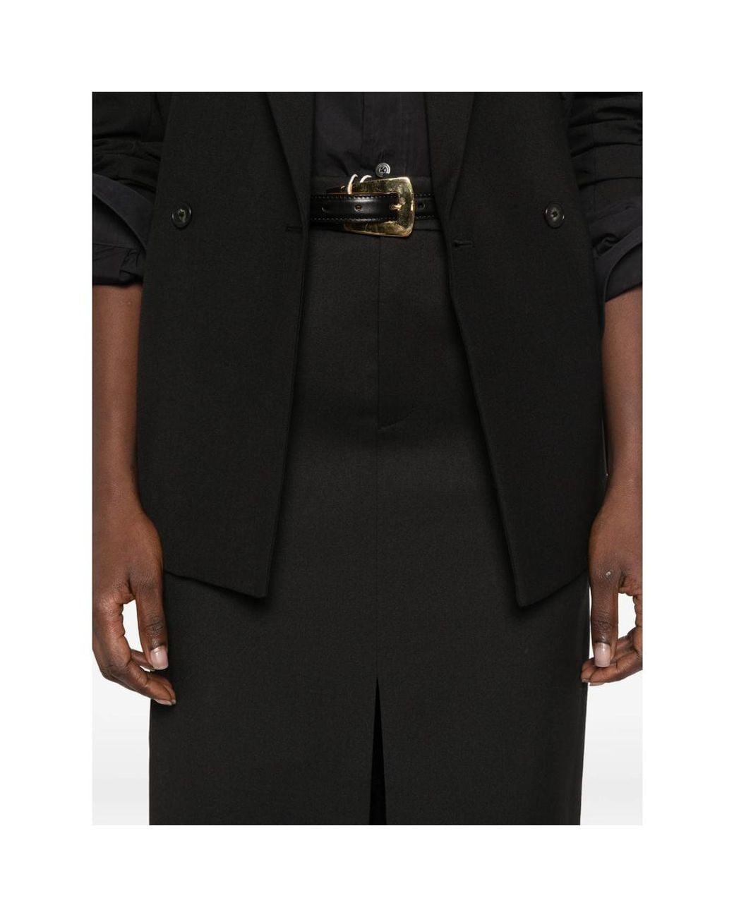 Frankie Shop Black Maybelle Front Slit Pencil Skirt