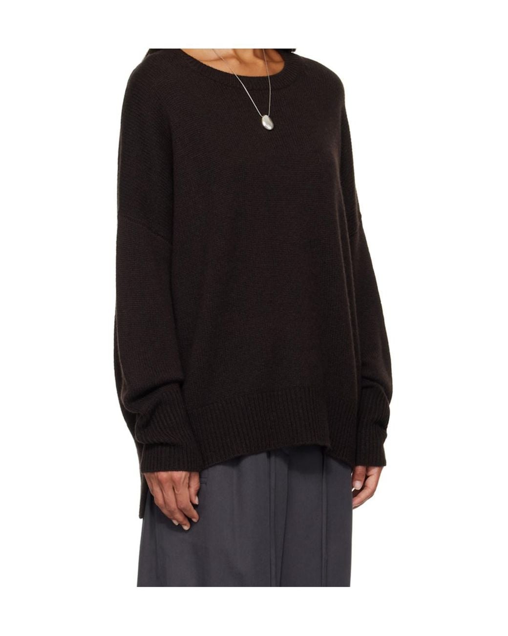 Lisa Yang Black Ribbed Crew Neck Sweater