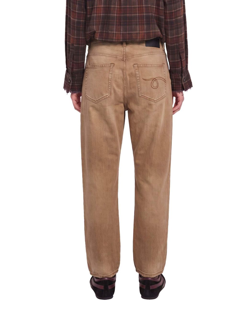 R13 Natural Crossover Distressed Crossover-Waist Jeans