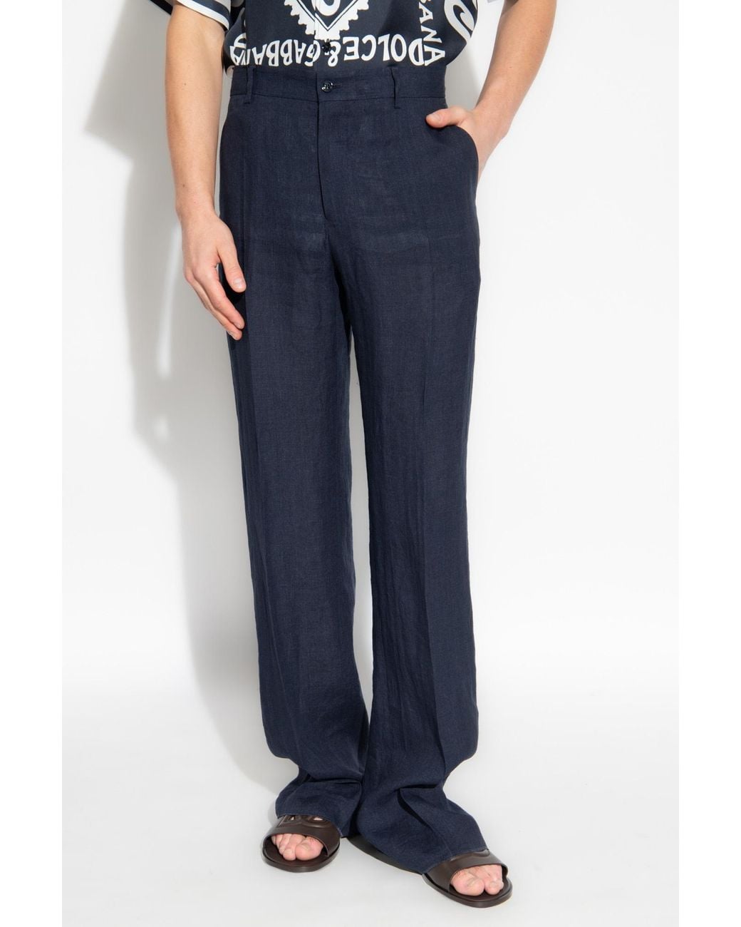 Dolce & Gabbana Blue Sicilia Straight Leg Tailored Pants for men