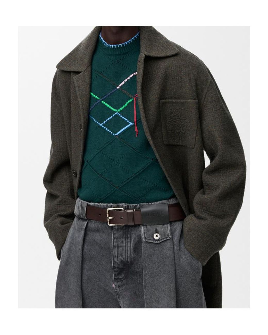Loewe White Square Buckle Belt for men