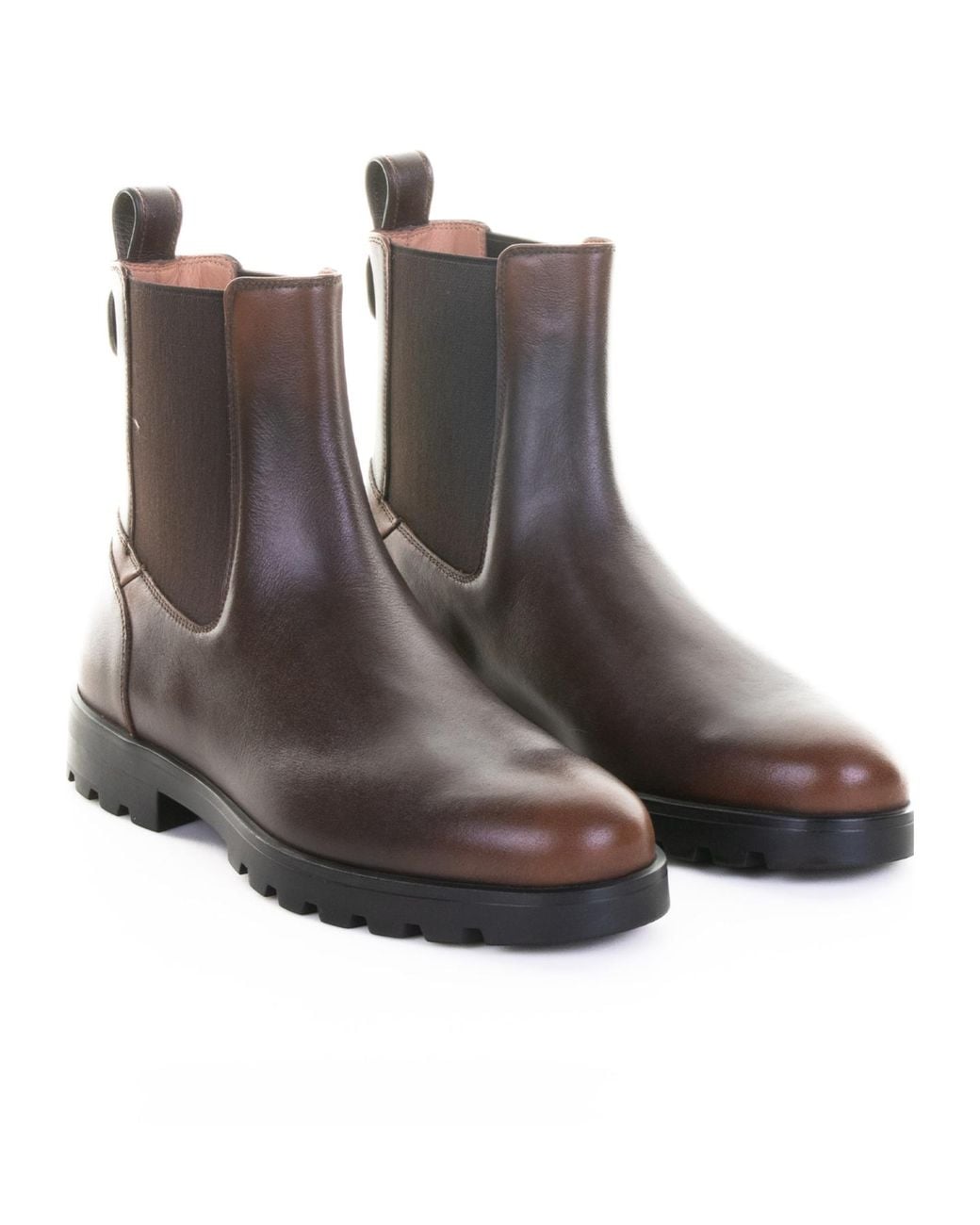 Santoni Brown Round Toe Ankle Boots