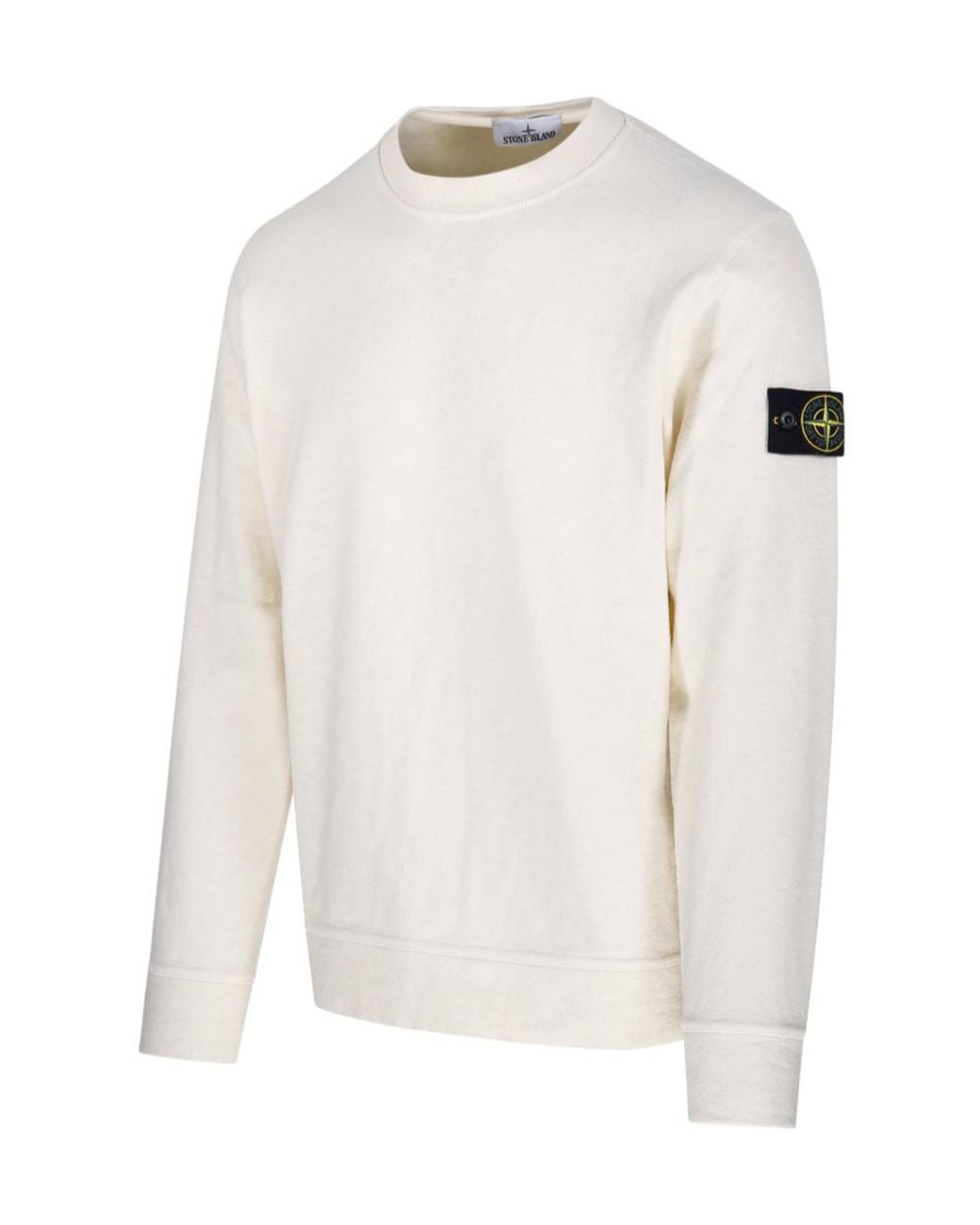 Stone Island White Logo Patch Crewneck Sweatshirt for men