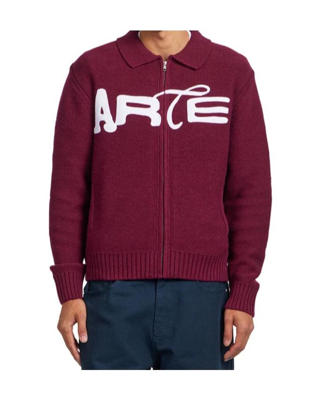 Arte' Red Stencil Zip Cardigan for men