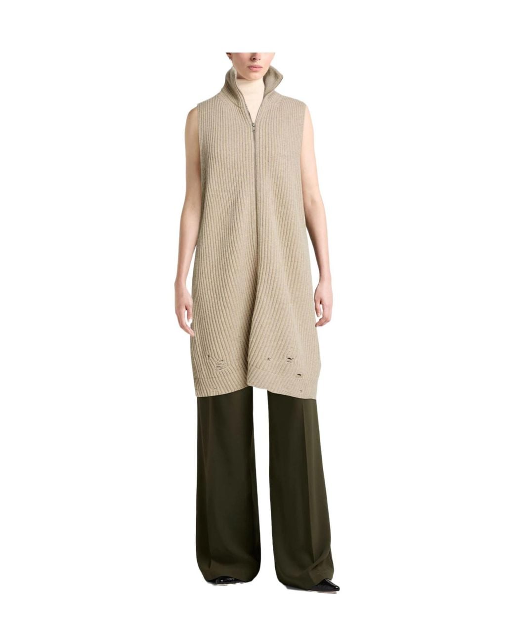 MM6 by Maison Margiela Natural Lightweight Sleeveless Knit Vest