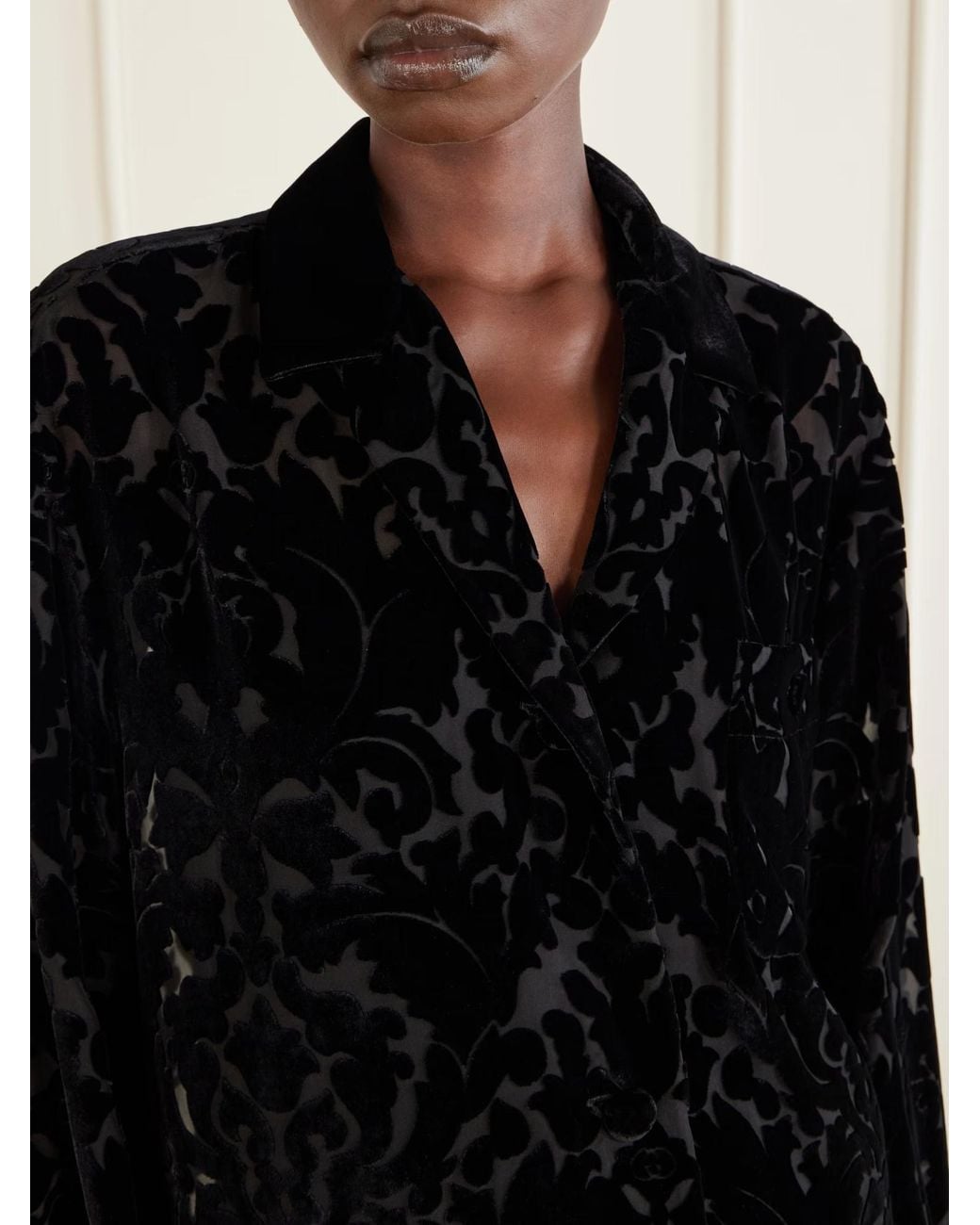 Gucci Black Floral Devoré Velour Shirt