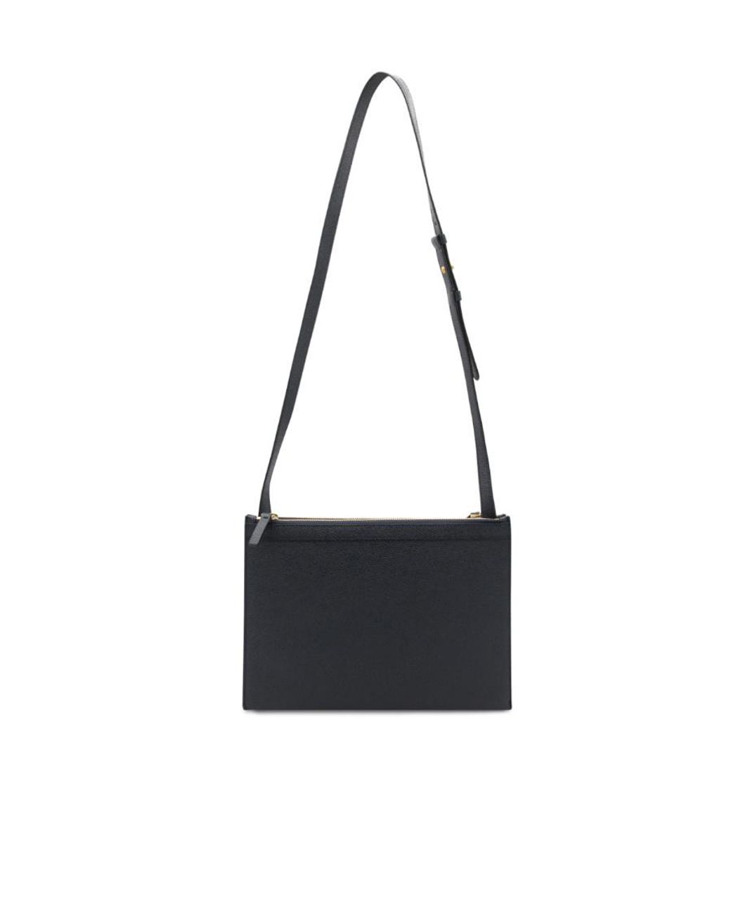 Thom Browne White Logo-Print Leather Cross Body Bag