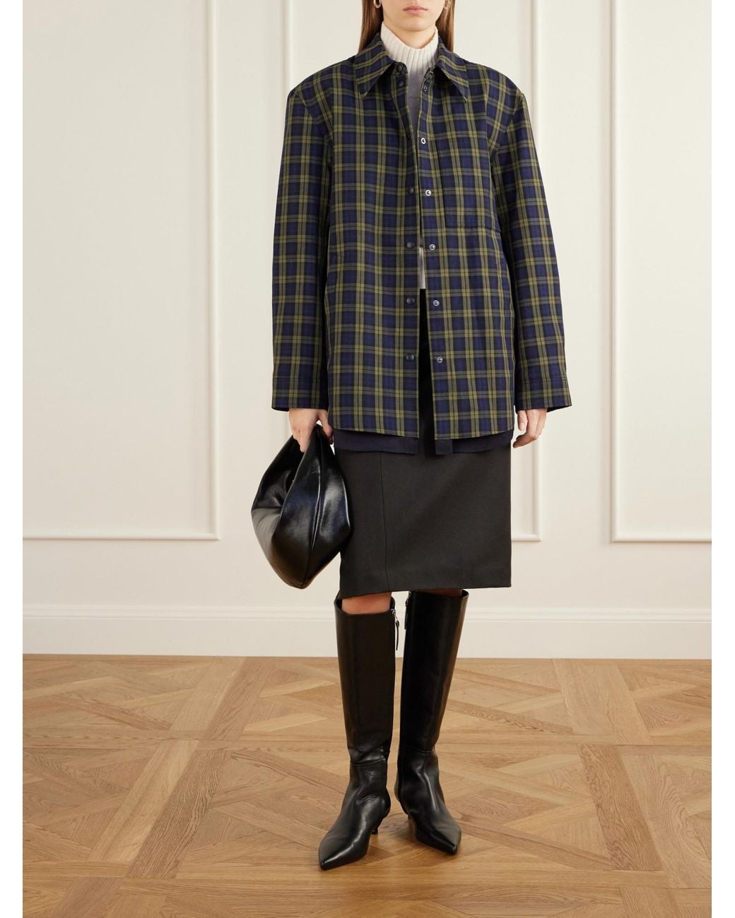 Tibi Gray Checked Shirt Jacket