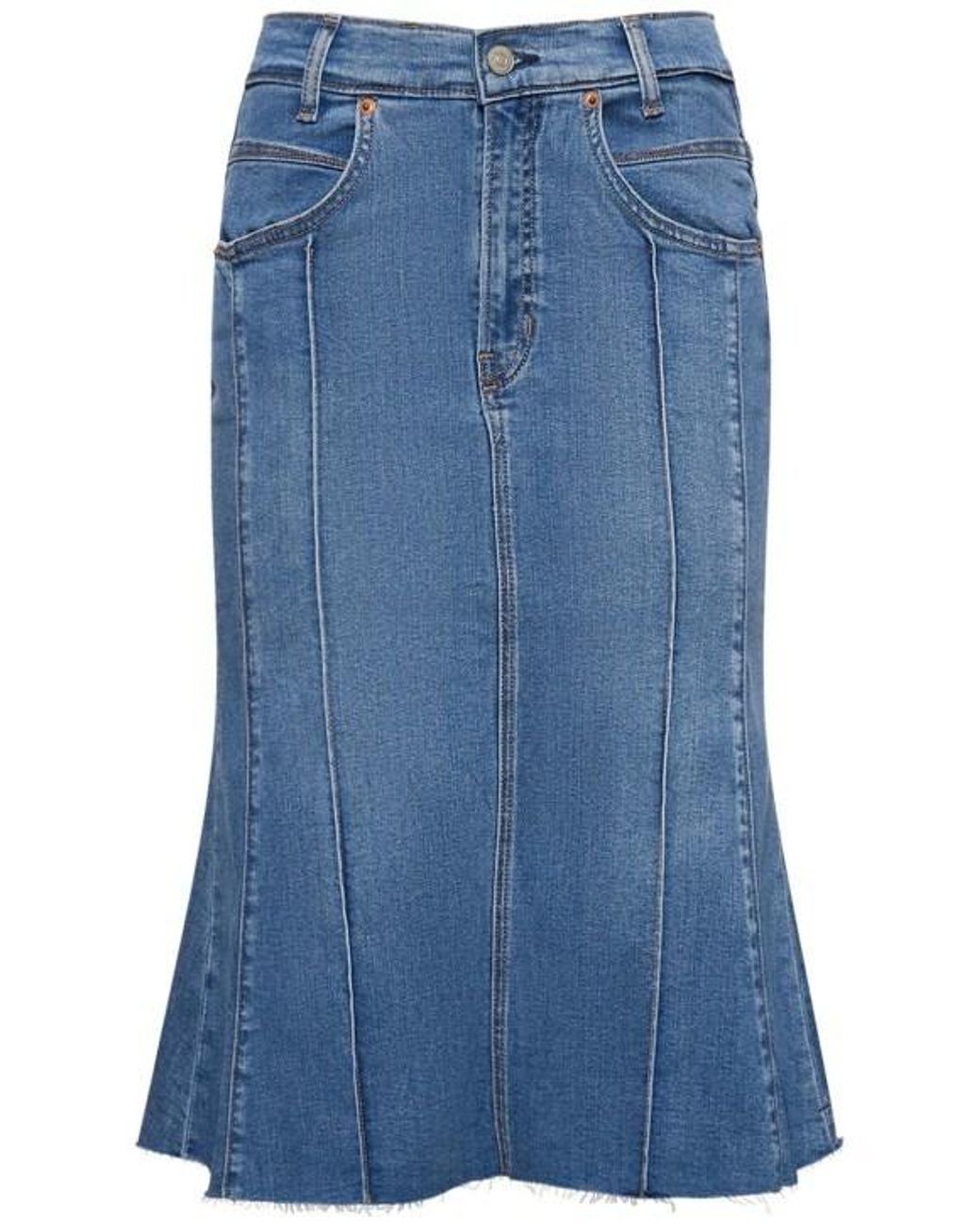 Reformation Blue Juliana Fluted Denim Midi Skirt
