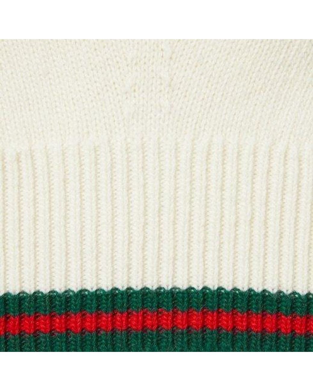 Gucci White Trim Detailed Crewneck Knit Sweater