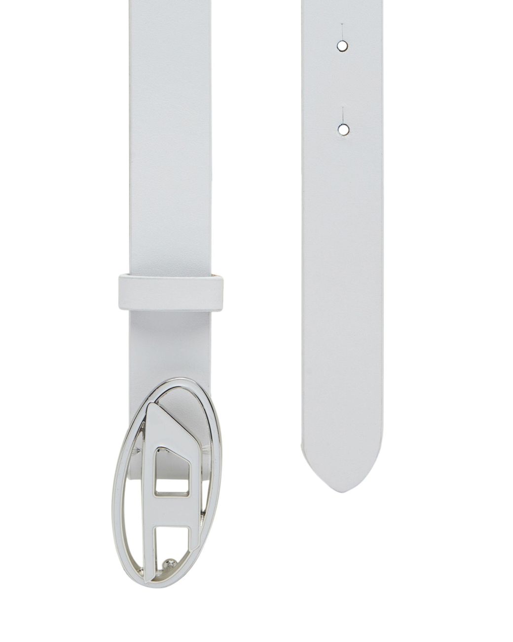 DIESEL White B-1Dr 25 Logo Buckled Belt