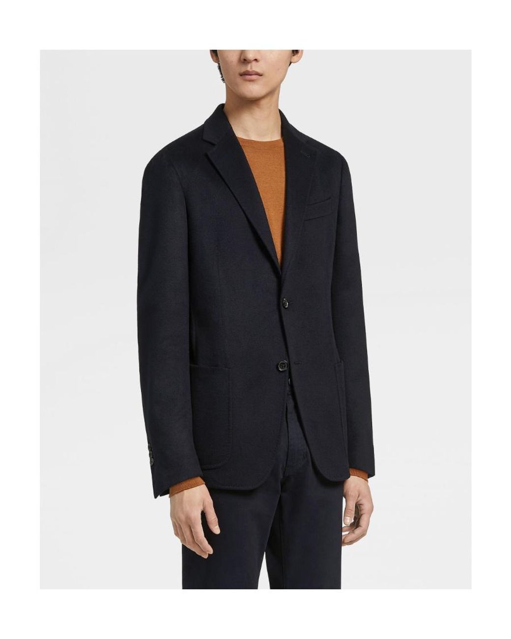 Zegna Blue Single-Breasted Suit Jacket for men