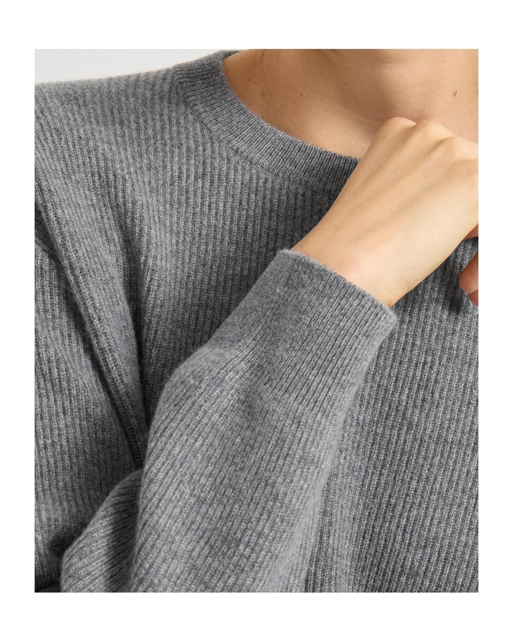 Brunello Cucinelli Gray Cashmere English Rib Knit Sweater