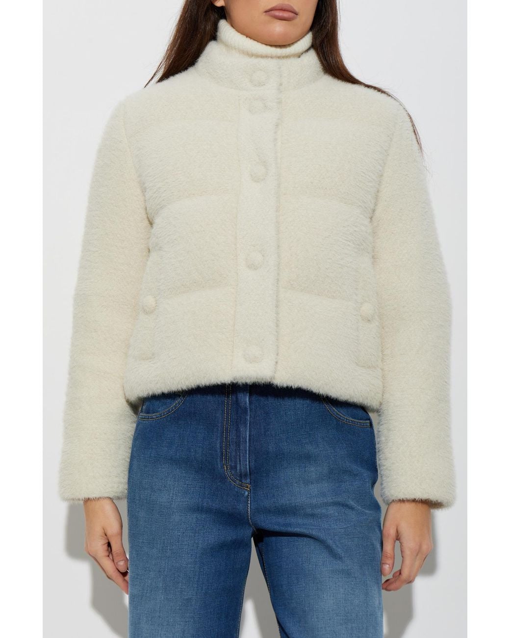 Moncler White Long-Sleeved Down Jacket