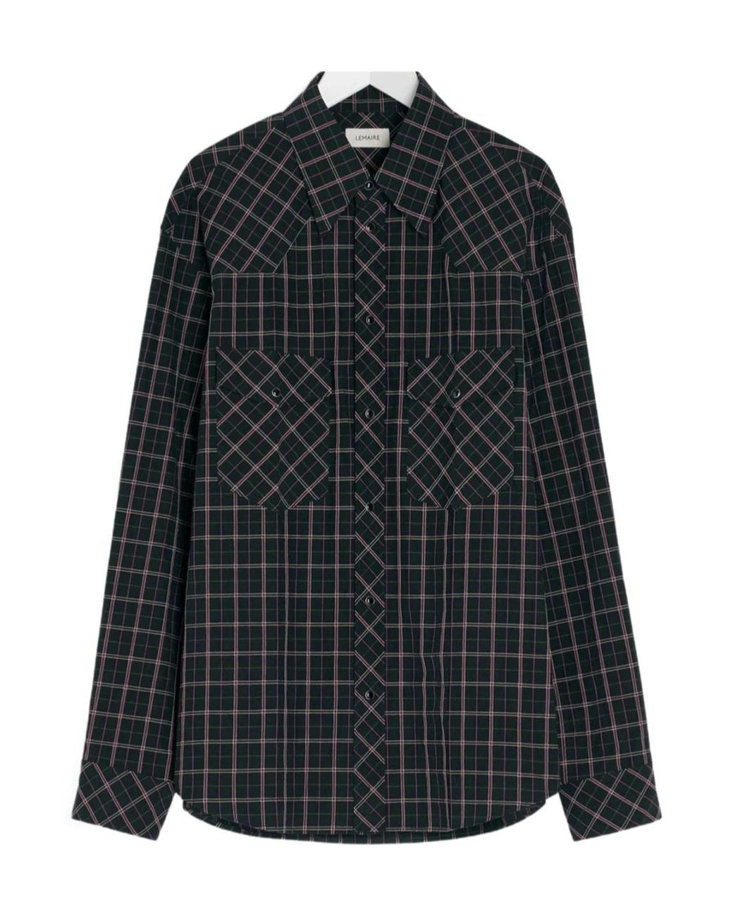 Lemaire Black Check Shirt for men