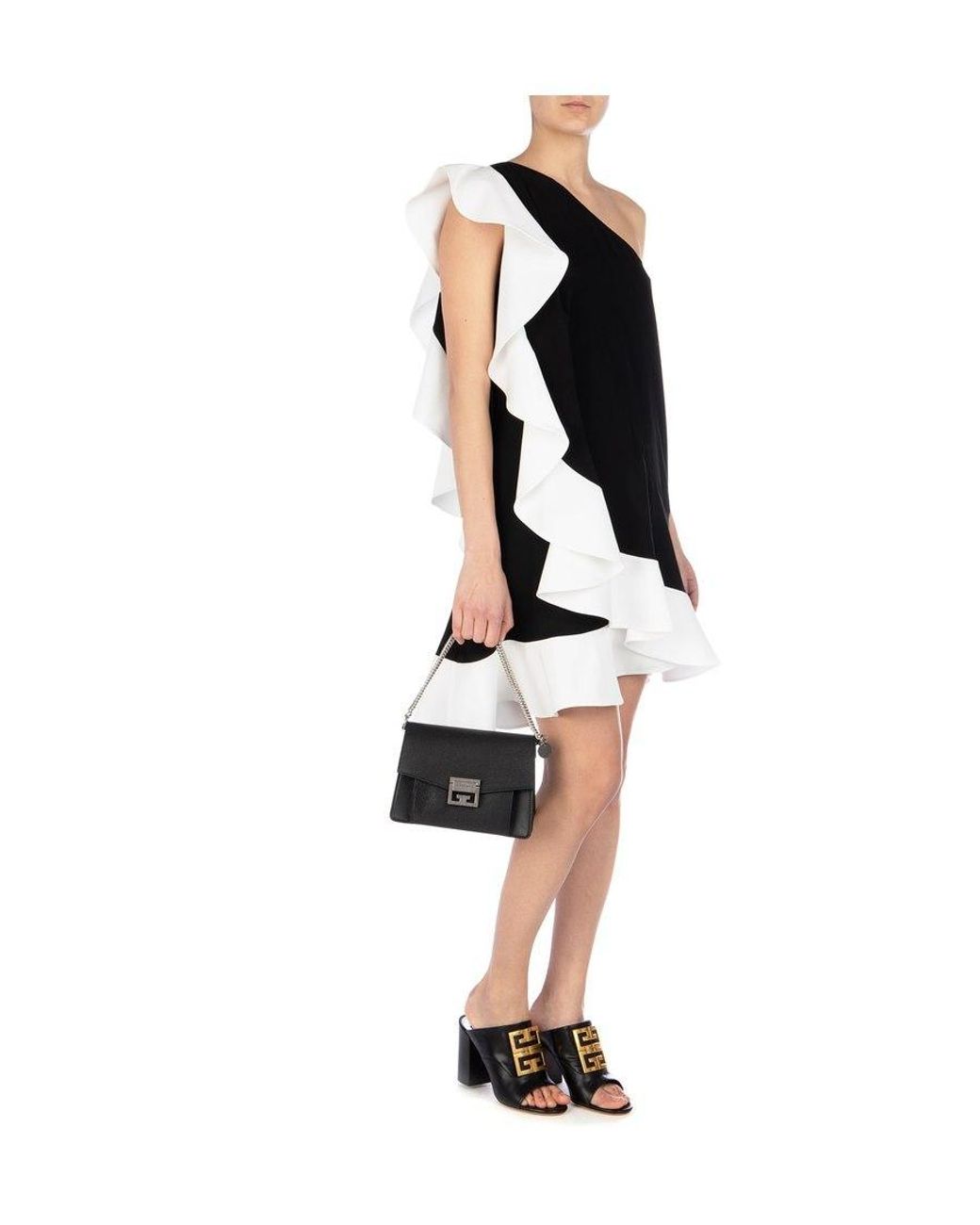 Givenchy Black One Shoulder Ruffle Dress