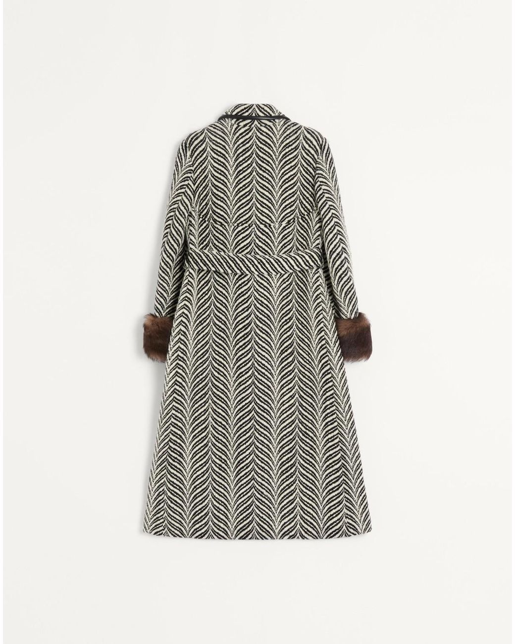 Valentino Gray Printed Single-Breasted Coat