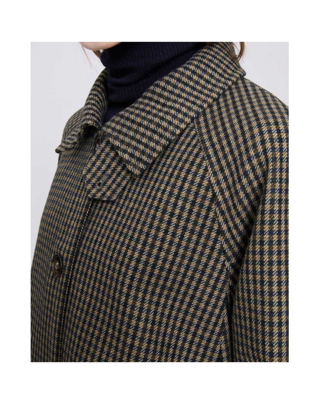 A.P.C. Gray Buttoned Check Coat