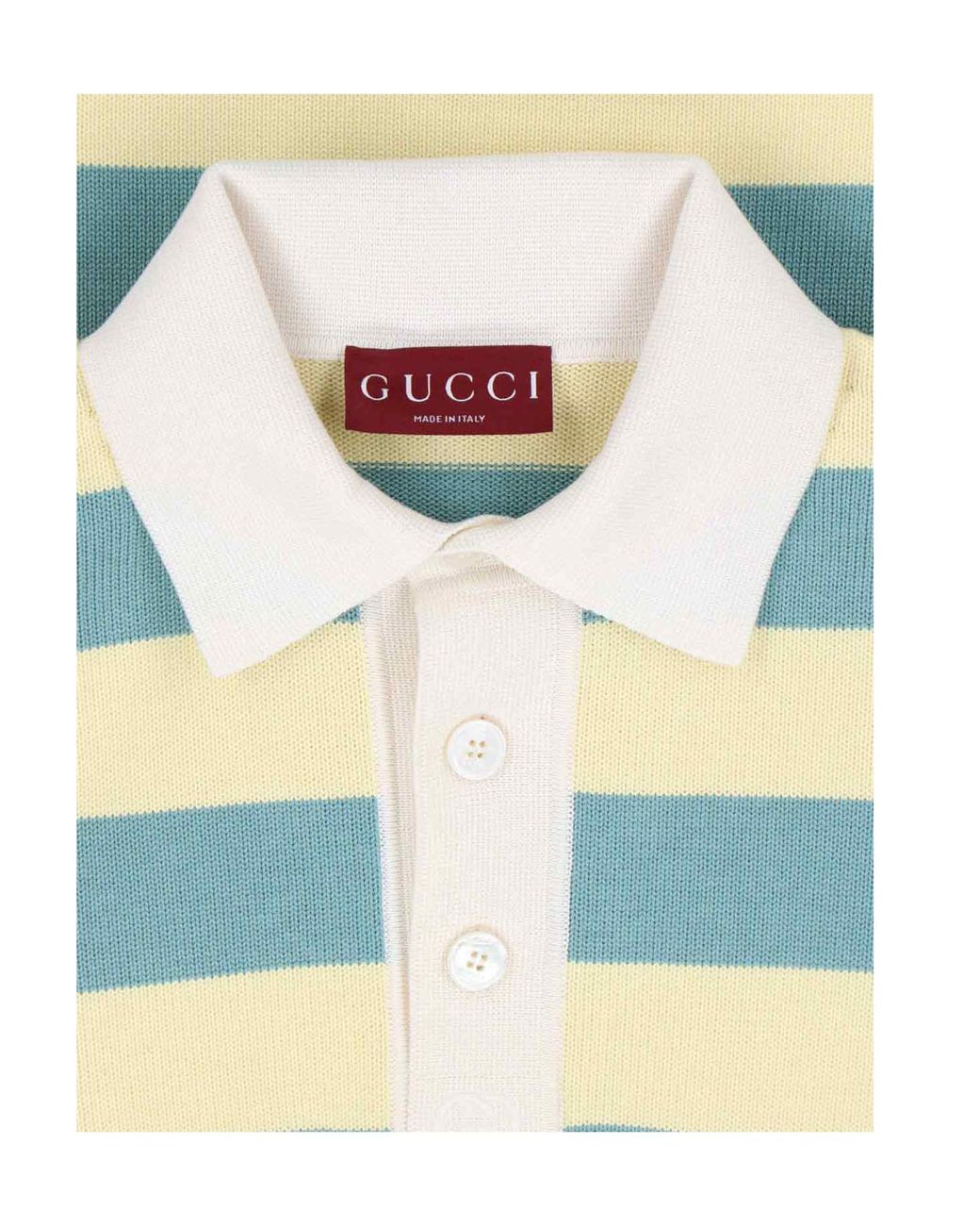 Gucci Green Striped Knitted Polo Shirt for men