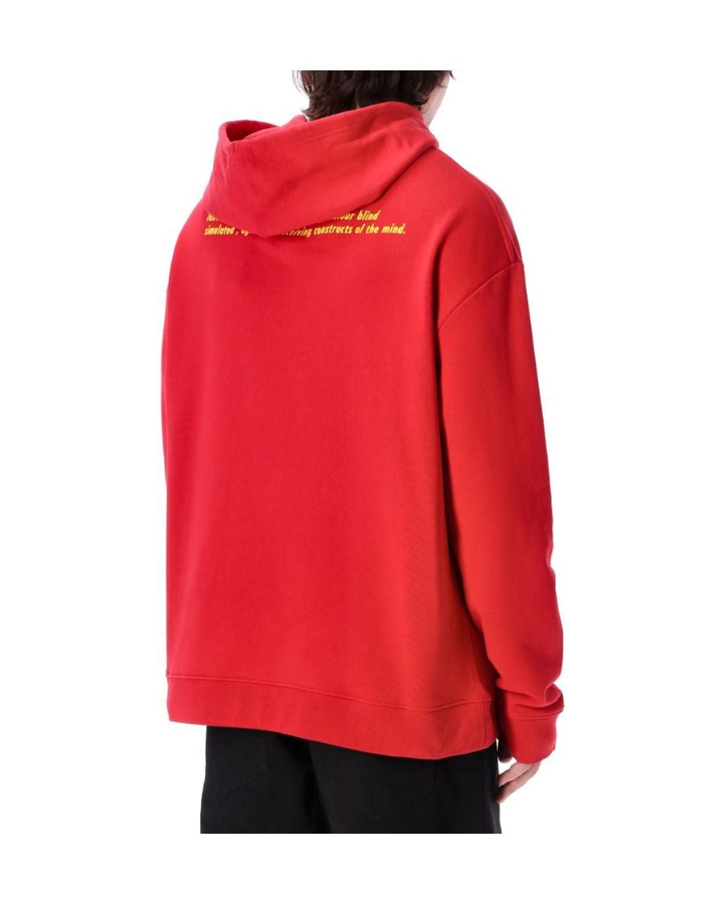 Raf Simons Red Ghost Printed Drawstring Hoodie for men