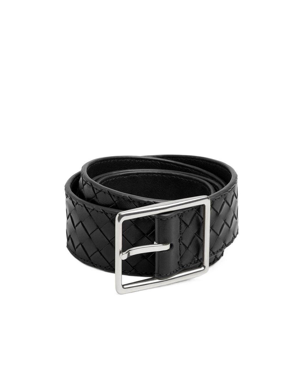 Bottega Veneta Black Intrecciato Piccolo Buckled Belt for men