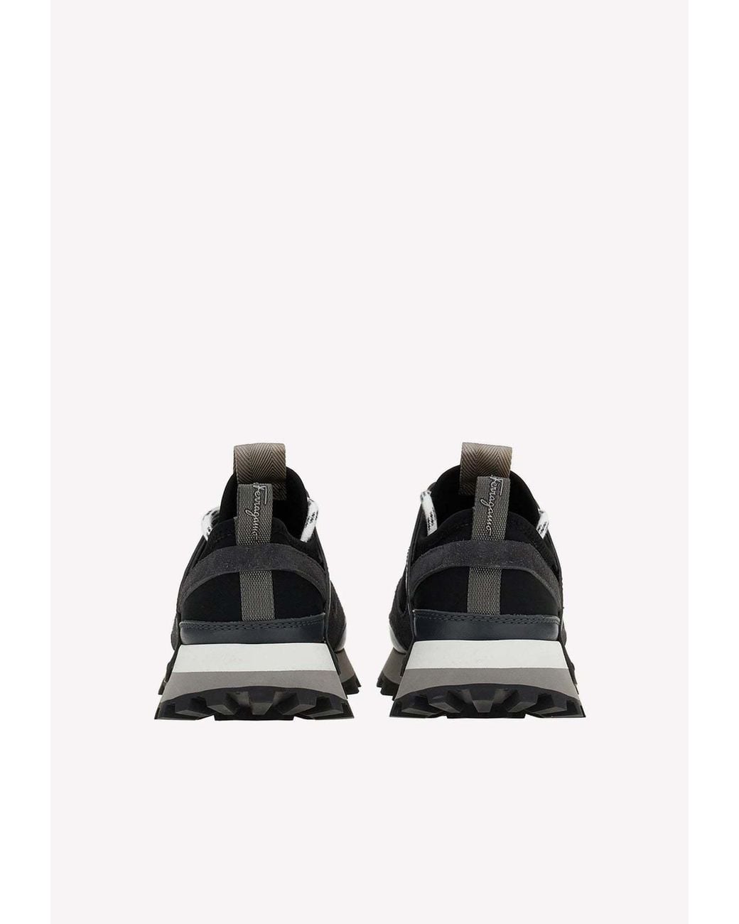 Ferragamo Black Ferragamo Round-Toe Lace-Up Sneakers