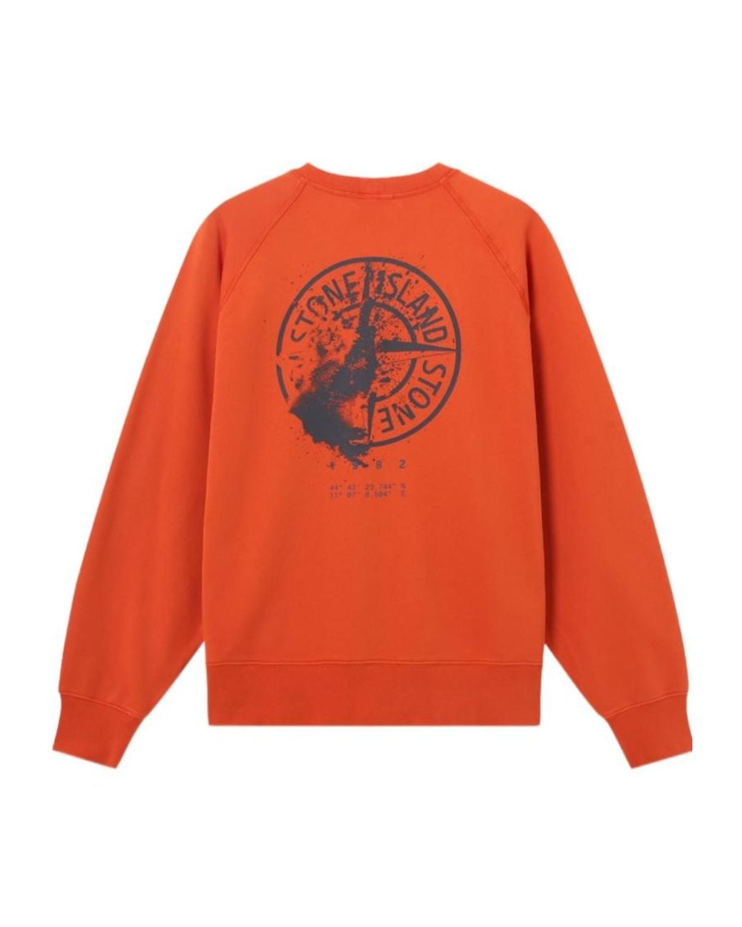 Stone Island Orange Oversized-Fit Crewneck Sweatshirt With 'Desert'Print for men