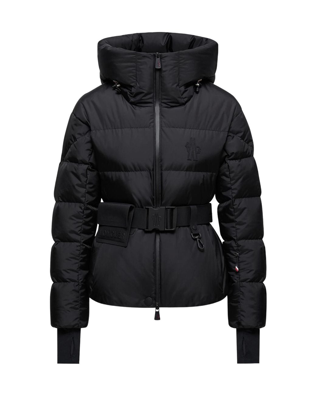 Moncler Black Grenoble Belted Hooded Down Jacket