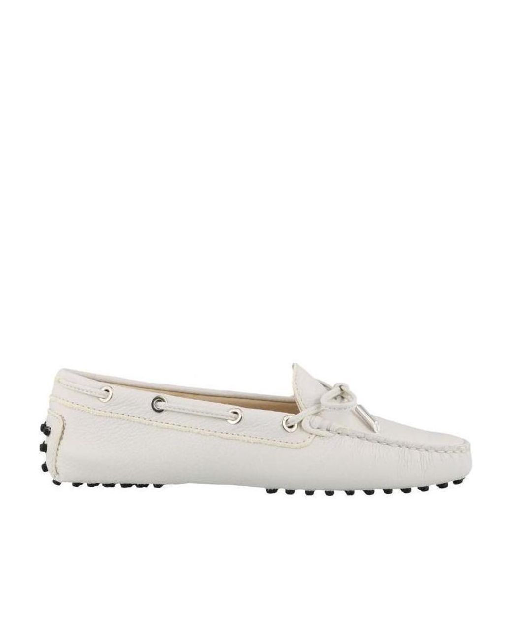 Tod's White Gommino Slip-On Loafers