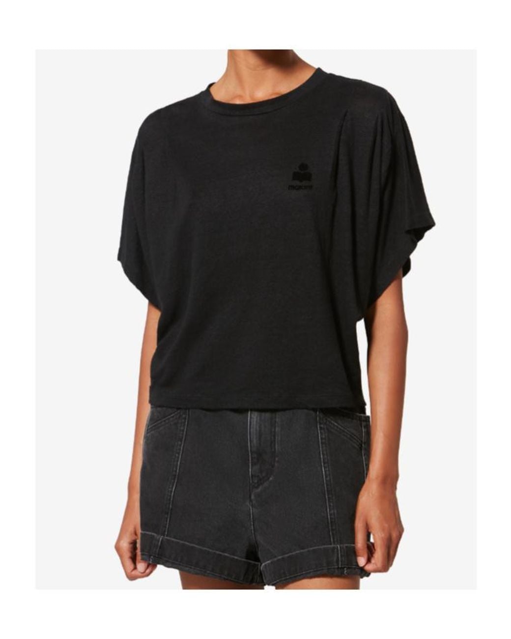 Isabel Marant Black Isabel Marant Étoile Kyanzae Cropped T-Shirt